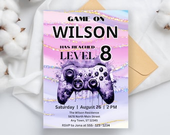 Editable Gaming Birthday Invitation: Arcade Party (PDF)