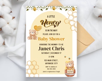 Honey Bee Baby Shower Invitation: Mom-to-Bee Theme (Editable PDF)