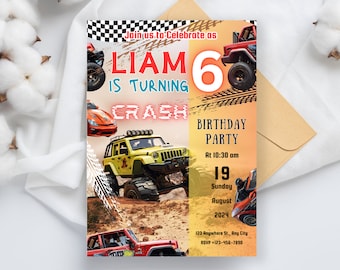 Monster Truck Birthday Invitation: Racing Party, Editable PDF