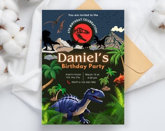 Jurassic Dinosaur Birthday Invitation: Editable Kids Party (PDF)