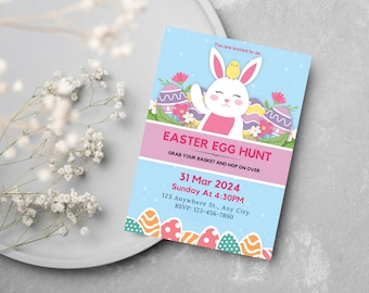 Editable Easter Egg Hunt Party Invite: Bunny Design (PDF)