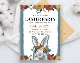 Editable Easter Charity Party Invitation: School Church Fundraiser (PDF)