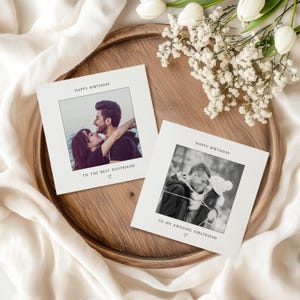 Personalised Photo Card, Add A Picture and Message, Birthday Thank you Anniversary Wedding Engagement Graduation Gift for Him or Her