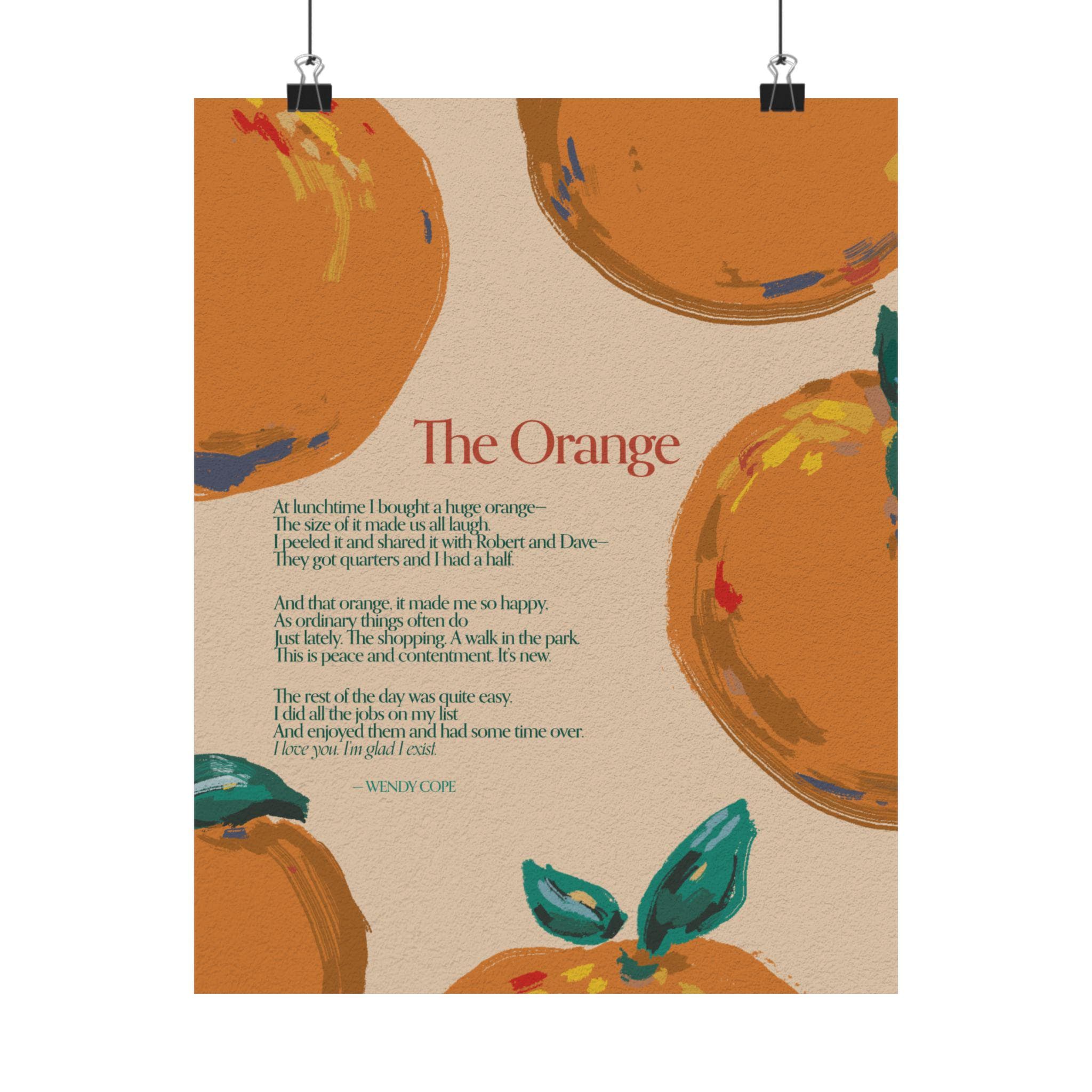 The Orange By Wendy Cope Poetry Graphic Poster