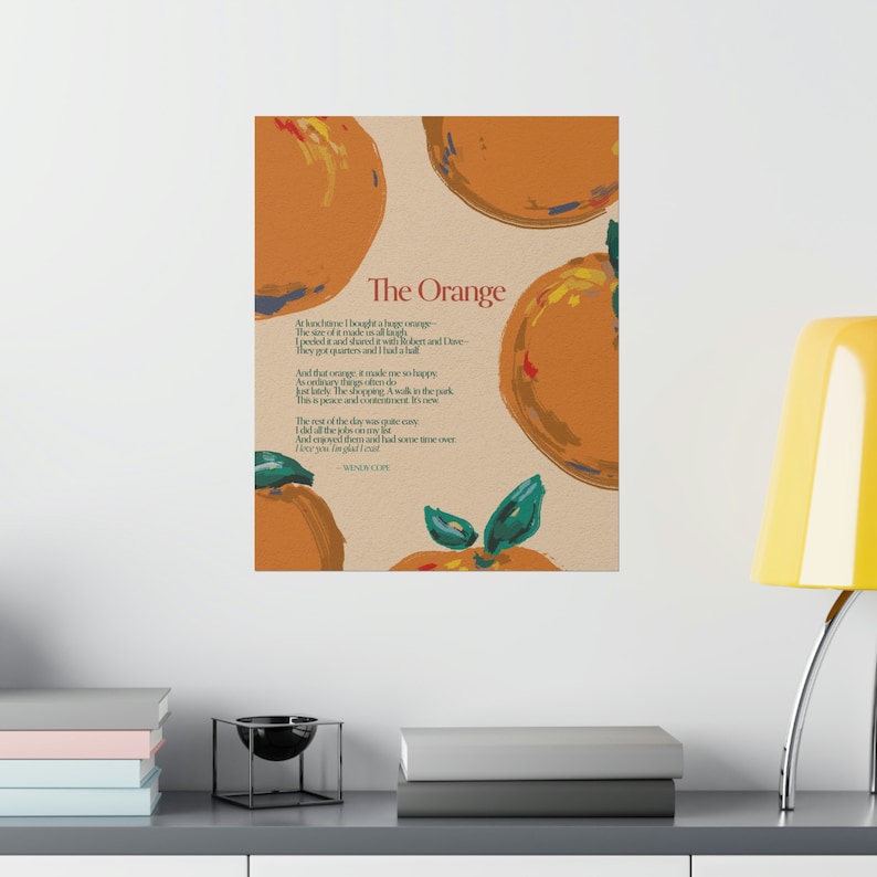The Orange by Wendy Cope Poetry Graphic Poster Etsy