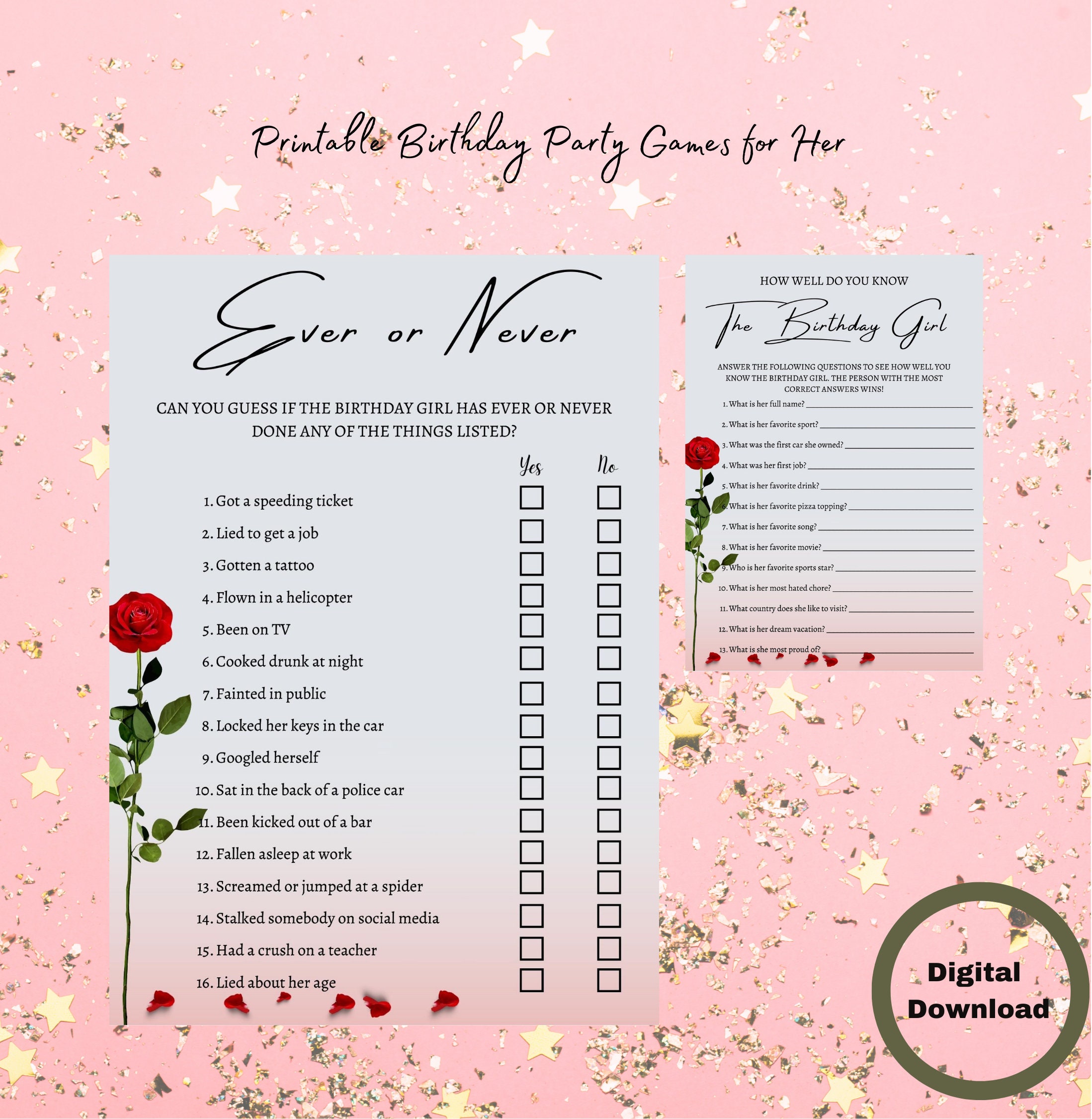 Free Printable Birthday Party Games