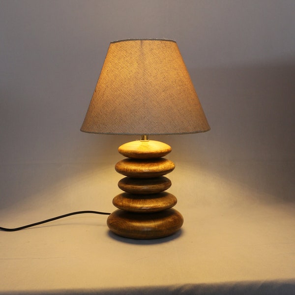 Lampe de table en bois (Pebble Design) sans abat-jour