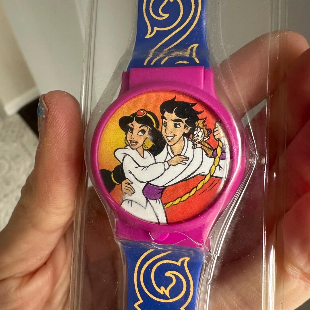 Vintage Sealed 90's Disney's Aladdin and Jasmine Flip Face Watch