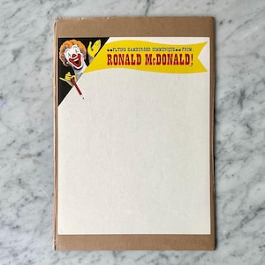 Vintage 1960&#39;s Ronald McDonald &quot;Flying Hamburger&quot; Letterhead (RARE)