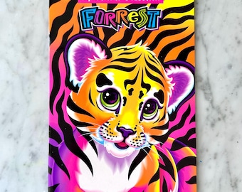 Libro de pegatinas vintage de Lisa Frank de los 90 con el tigre del bosque, VERSIÓN RARA