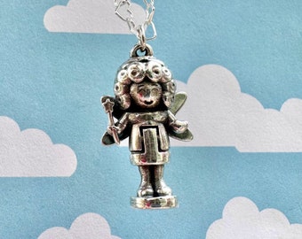 Collana con ciondolo a forma di bambola fata Polly Pocket in argento sterling