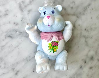 80年代のヴィンテージベッドタイムケアベアフィギュア：ブルーの可動式