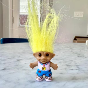 Vintage 90’s Mini Treasure Troll Doll Yellow Hair