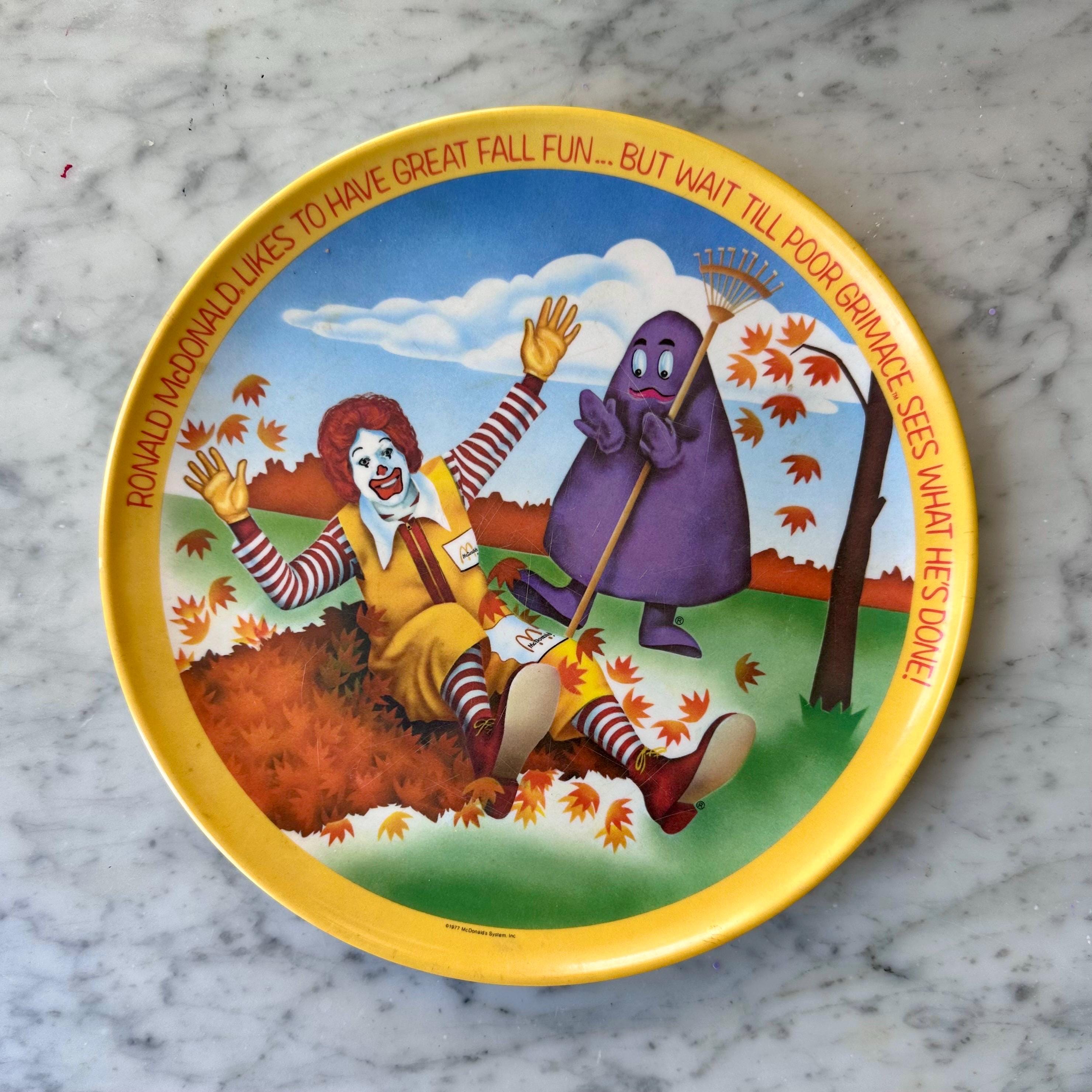 Vintage 1977 Mcdonald's Ronald Mcdonald and Grimace Melamine Plate