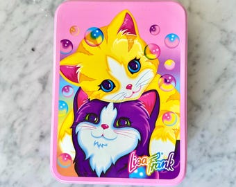 Vintage Lisa Frank Bead Mania Bubble Kittens-verzamelaarsblik uit de jaren 90