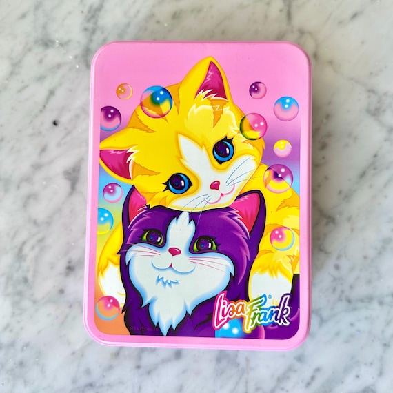 Vintage 1990's Lisa Frank Bead Mania Bubble Kittens Collectors Tin