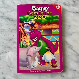 Vintage 90’s Barney Goes to the Zoo Lift-a-Flap Book
