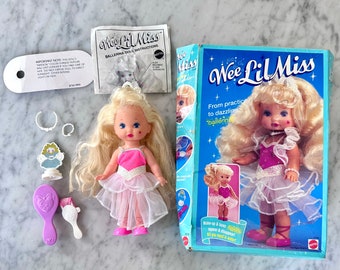 Vintage 1990 Wee Lil Miss Ballerina Doll With Accessories and Original Box