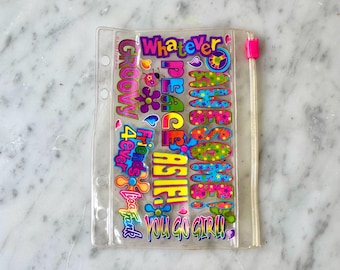 Vintage 90’s Lisa Frank Mini Planner Zipper Pouch in good condition