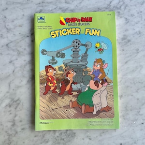 Vintage 1989 Chip n’ Dale Rescue Rangers Sticker Fun Book WATER DAMAGE