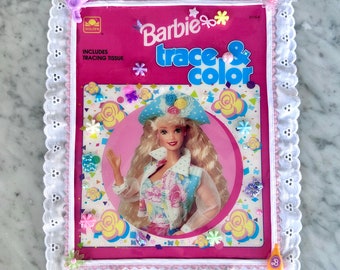 Vintage 80’s Barbie Trace n’ Color Book Cover Resin Wall Art