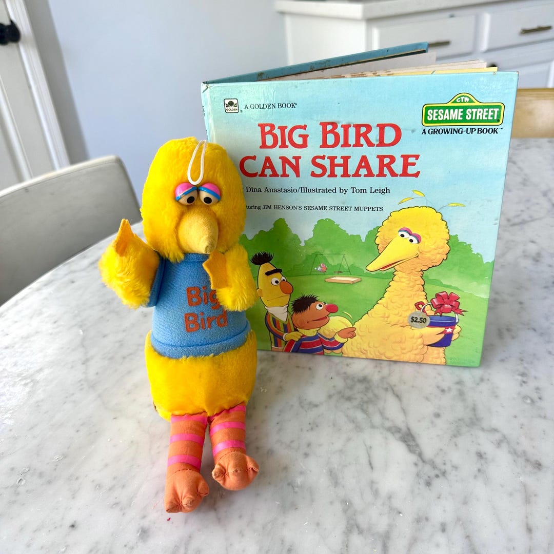 ヴィンテージ 1983 プレイスクール ビッグバード ぬいぐるみと本