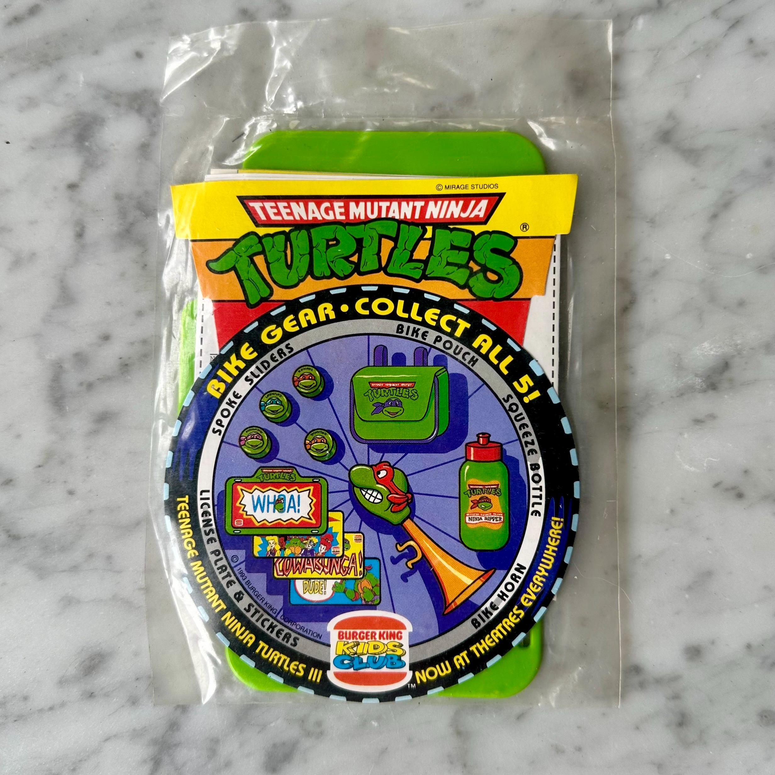 Vintage 1993 Burger King Kids Club TMNT License Plate & Stickers