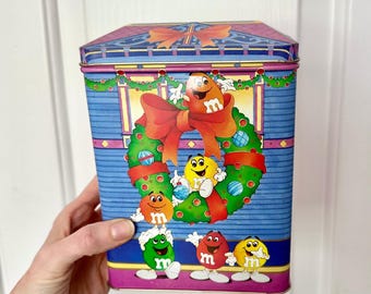 Lata navideña vintage de M&M de 1995