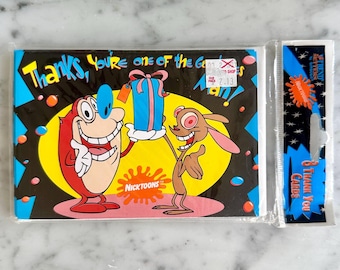 Vintage 1992 Ren and Stimpy Thank You Cards, sealed. 8 cards total