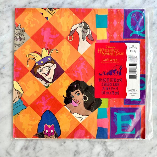 Vintage 90’s Disney Hunchback of Notre Dame Gift Wrap