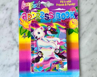Libreta de direcciones vintage de Lisa Frank, Roary, el oso polar, de los años 90, sellada en su empaque original