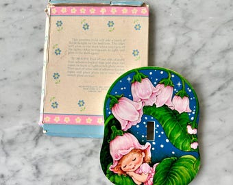 Vintage 1983 Avon Little Blossom Glow-in-the-Dark Light Switch Plate