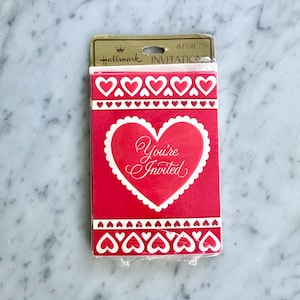 Vintage 1970er Jahre Hallmark Heart Einladungen 4er-Set