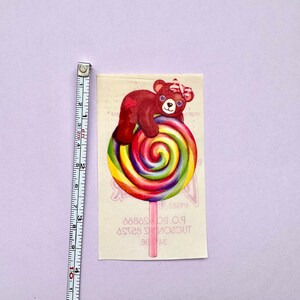 Naklejka z misiem lizakiem Lisa Frank z 1982 r. zdjęcie 2