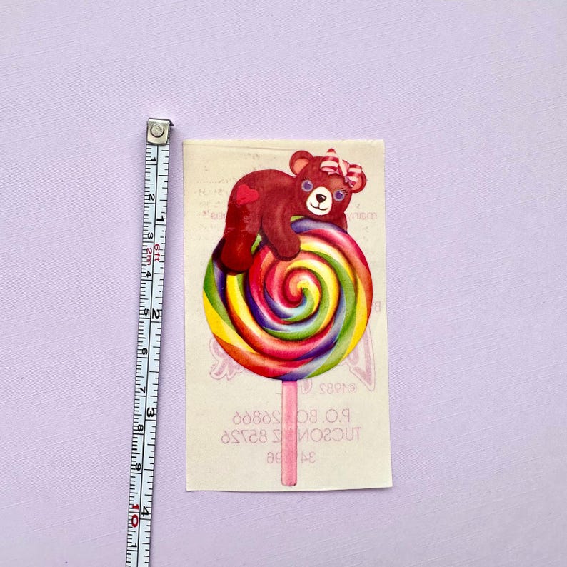 Naklejka z misiem lizakiem Lisa Frank z 1982 r. zdjęcie 2