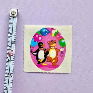 80’s Lisa Frank Party Penguin and Bear Sticker image 2