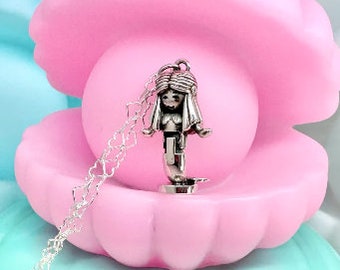Halsband i sterlingsilver med Polly Pocket-motiv och sjöjungfrudocka