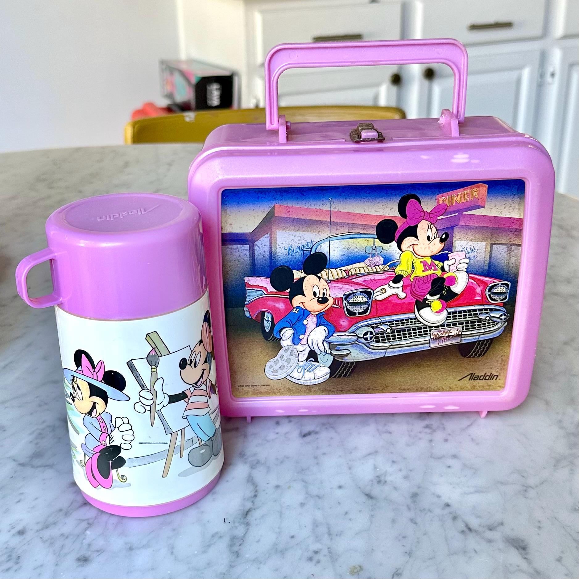 Vintage 1980’s Aladdin Disney Mickey and Minnie Mouse Lunchbox and Thermos