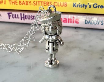 Collana in argento sterling con bambola Polly Pocket a forma di topo di biblioteca