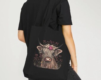 Highland Cows Tote Bag | Birthday Gift For Her | Mother's Day Gift | Gifts | ORGANIC Cotton
