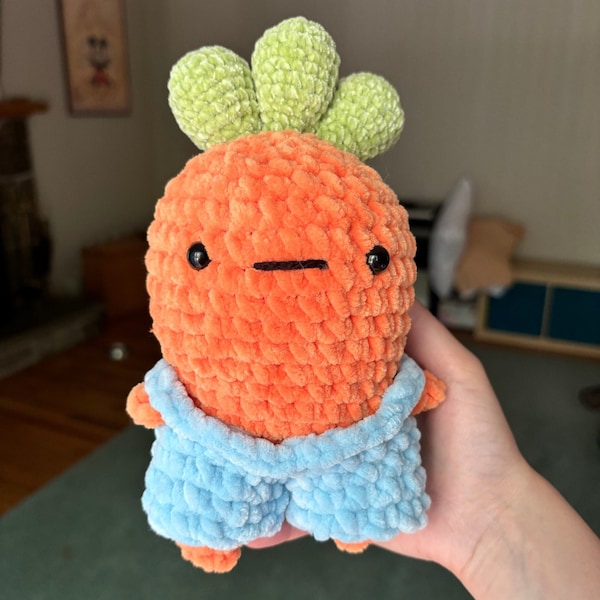 Crochet Amigurumi Carrot Farmer Plushie