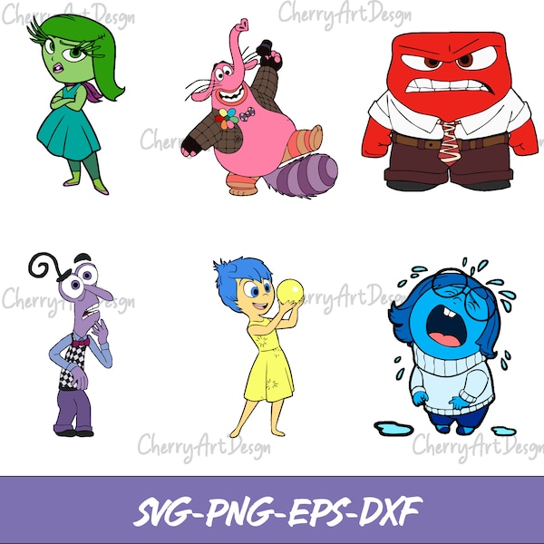 Svg Bundle File - Vector Files - SVG for cricut - Joy, Sadness, Anger, Disgust, and Fear- Png, Dxf, Svg, Eps