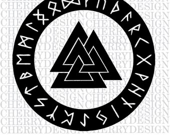 Vegvisir with Runes SVG Files | Viking Compass Cut Files | Viking Symbol Vector Files | Icelandic Magical Stave Vector | Norse Symbol