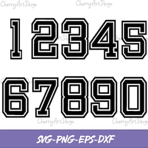 Jersey numbers SVG/PNG/DXF/Eps,jersey numbers with outline clipart/instant download/cut file
