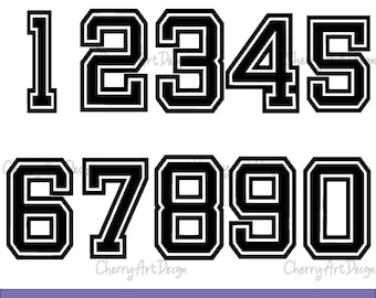 Números de camiseta SVG/PNG/DXF/Eps, números de camiseta con imágenes prediseñadas de contorno/descarga instantánea/archivo cortado