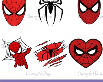 Paquete de araña, PNG de araña, Descargas digitales, Imágenes prediseñadas de araña, Superhéroe Svg Png, camiseta, archivos de corte, para cricut, Svg, Png, Eps, Dxf