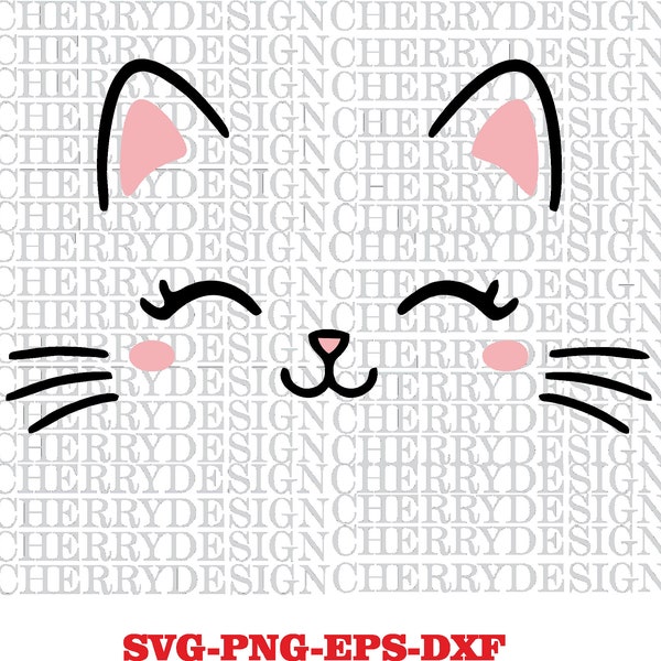 Cat Face -Instant Digital Download - svg, png, dxf, and eps files included! Kitten Face