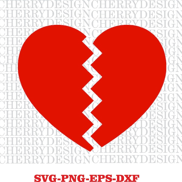 Broken Heart - Instant Digital Download - svg, png, dxf, and eps files included!