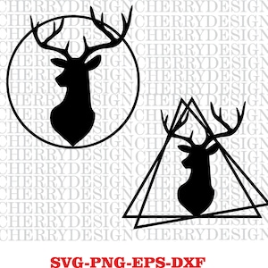 Deer Head, Buck - directe digitale download - svg-, png-, dxf- en eps-bestanden inbegrepen!