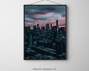 Väggkonst med New Yorks skyline | stadsbildstryck | digitalt tryck med New York | New York-affisch